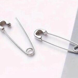 Silver Safety Pins Earrings Gothic Emo Scene Girl Rock